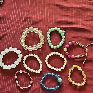 9 Assorted Handmade Beaded Bracelets
